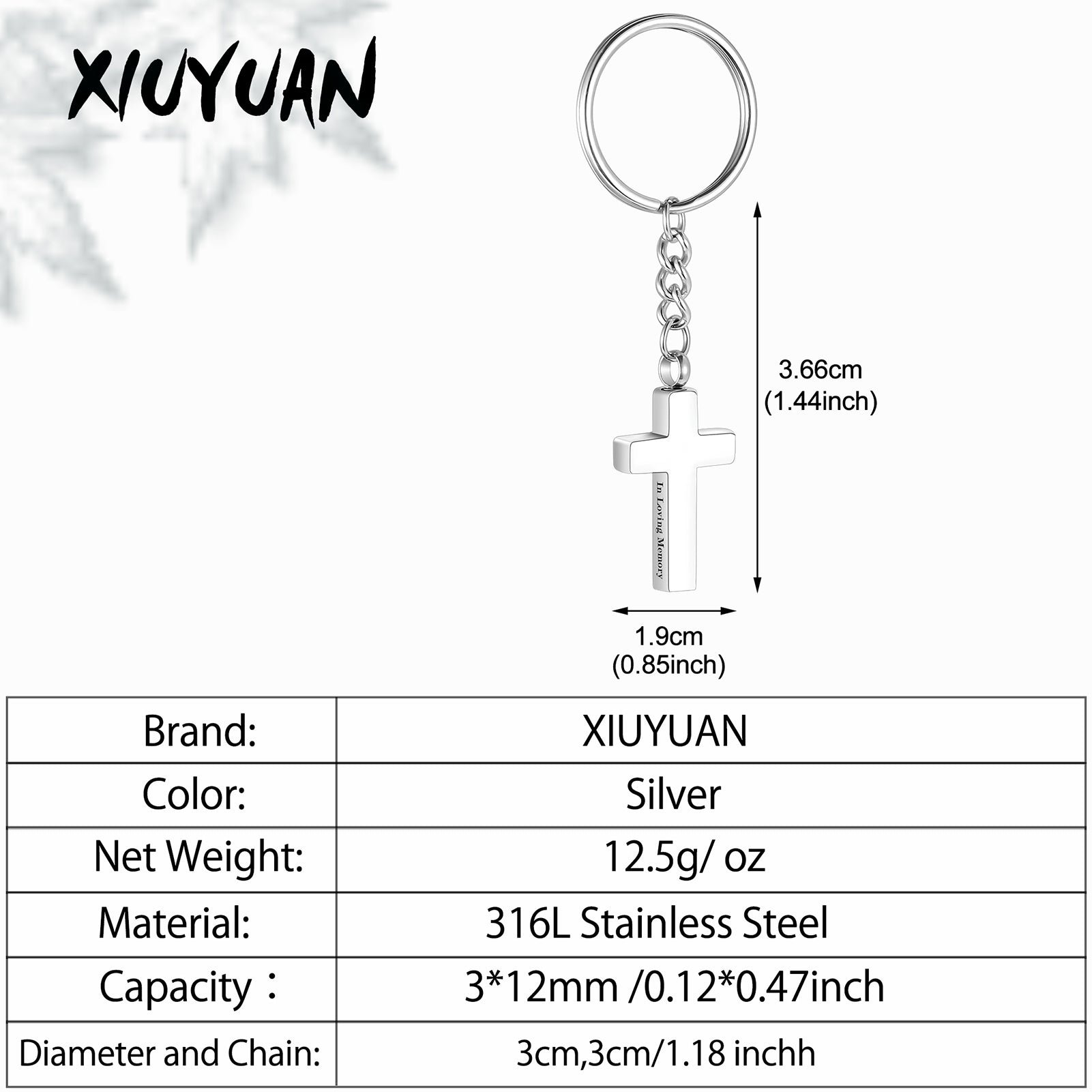 Cross Key Chain Cremation Jewelry