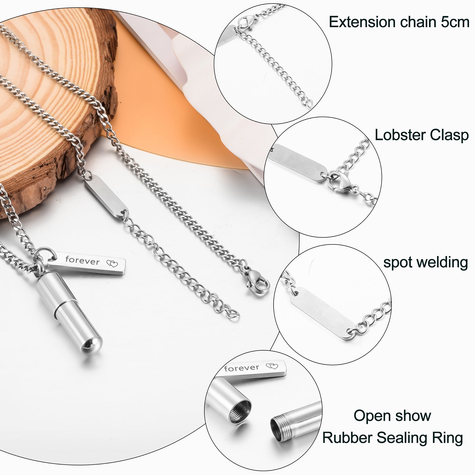 Filled Pills Cremation Pendant Necklace for Ashes