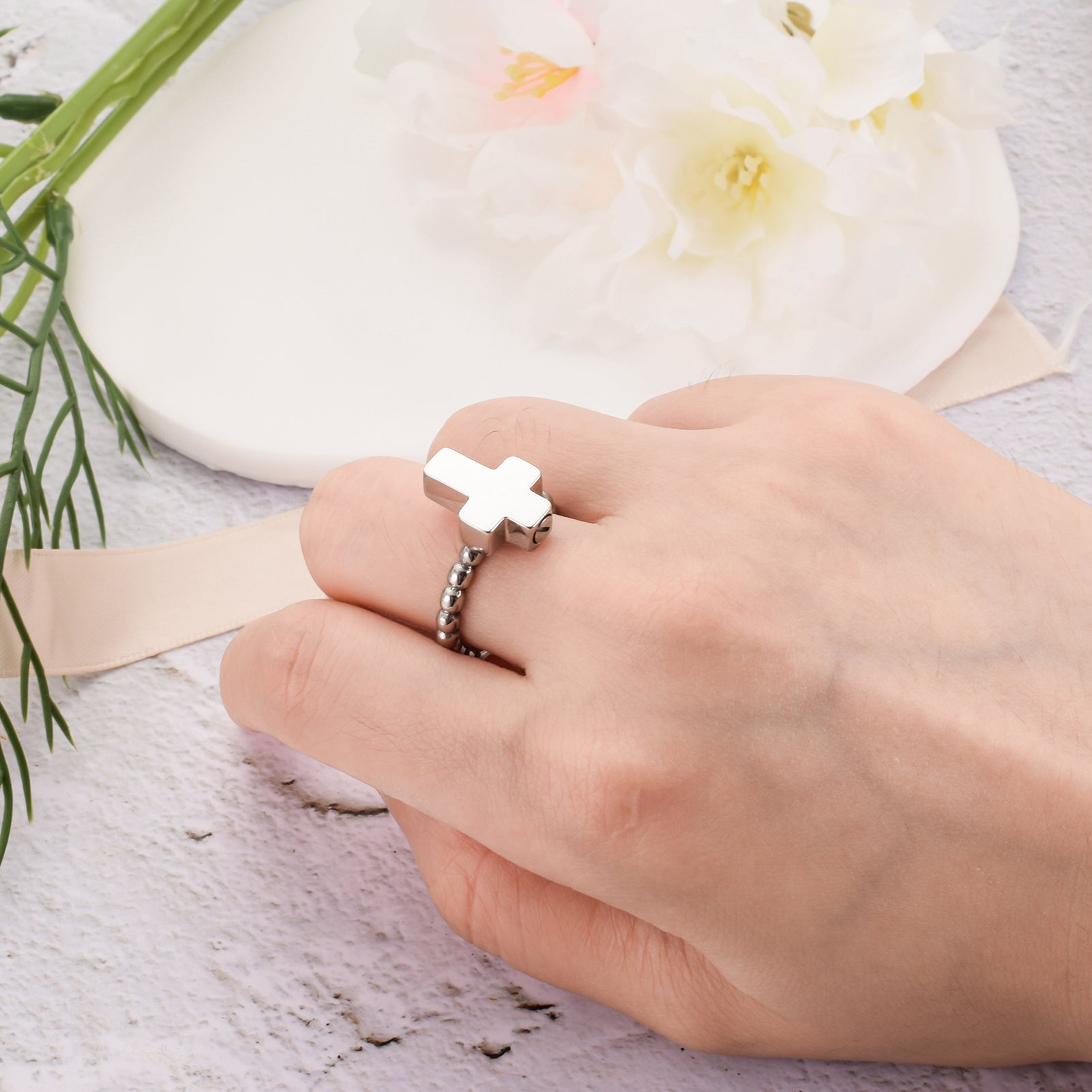 Steel Cross Cremation Ring
