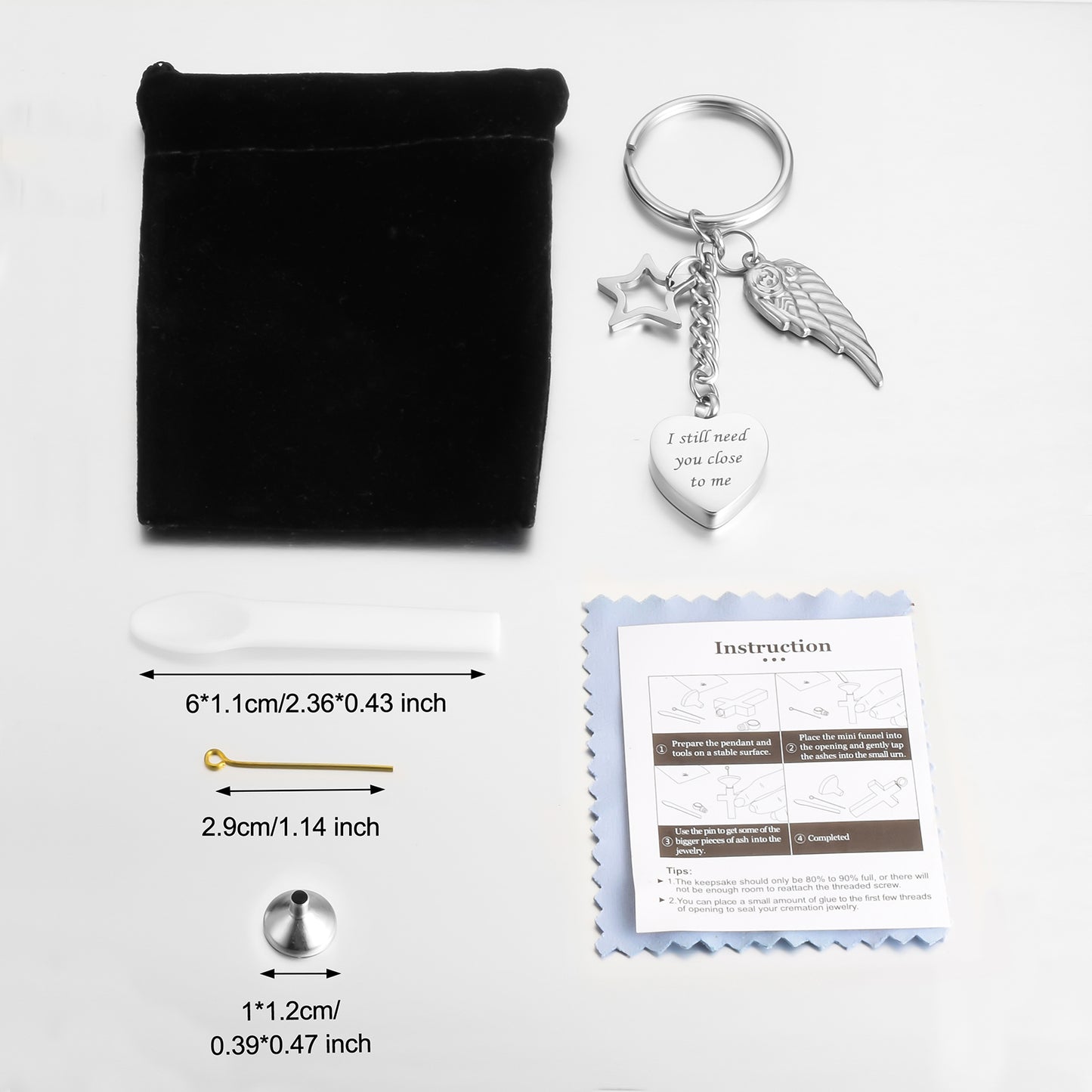 Cremation Jewelry with Angle Wing and Star