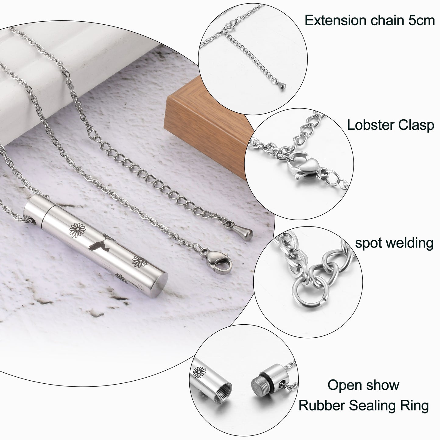 Hummingbird and Sunflower Cremation Neckalce