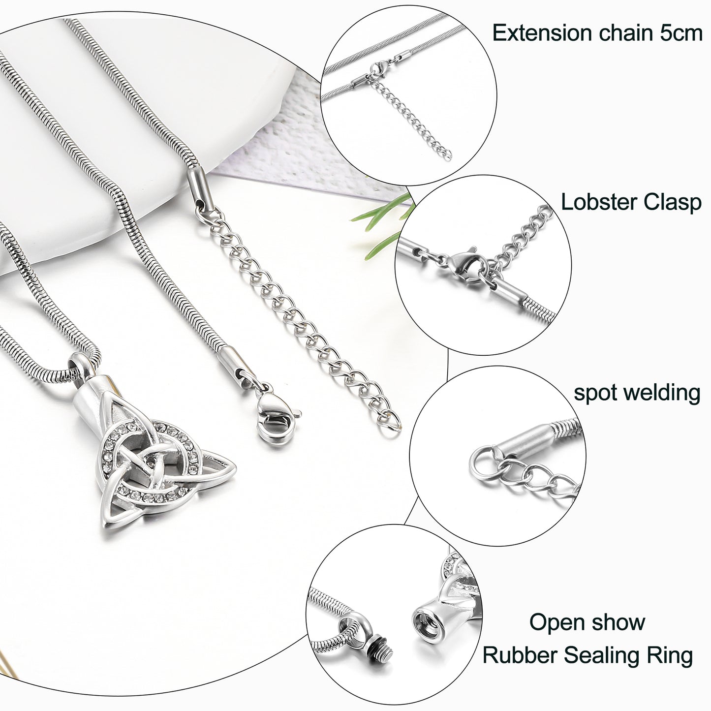 Celtic Cremation Necklace with Diamond