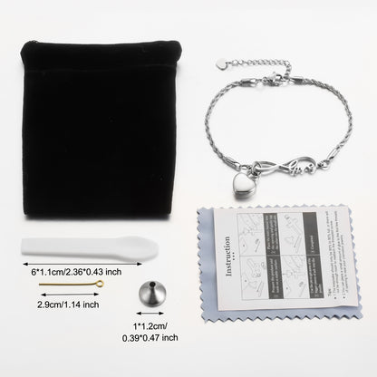 Infinity symbol and Heart Cremation Bracelet