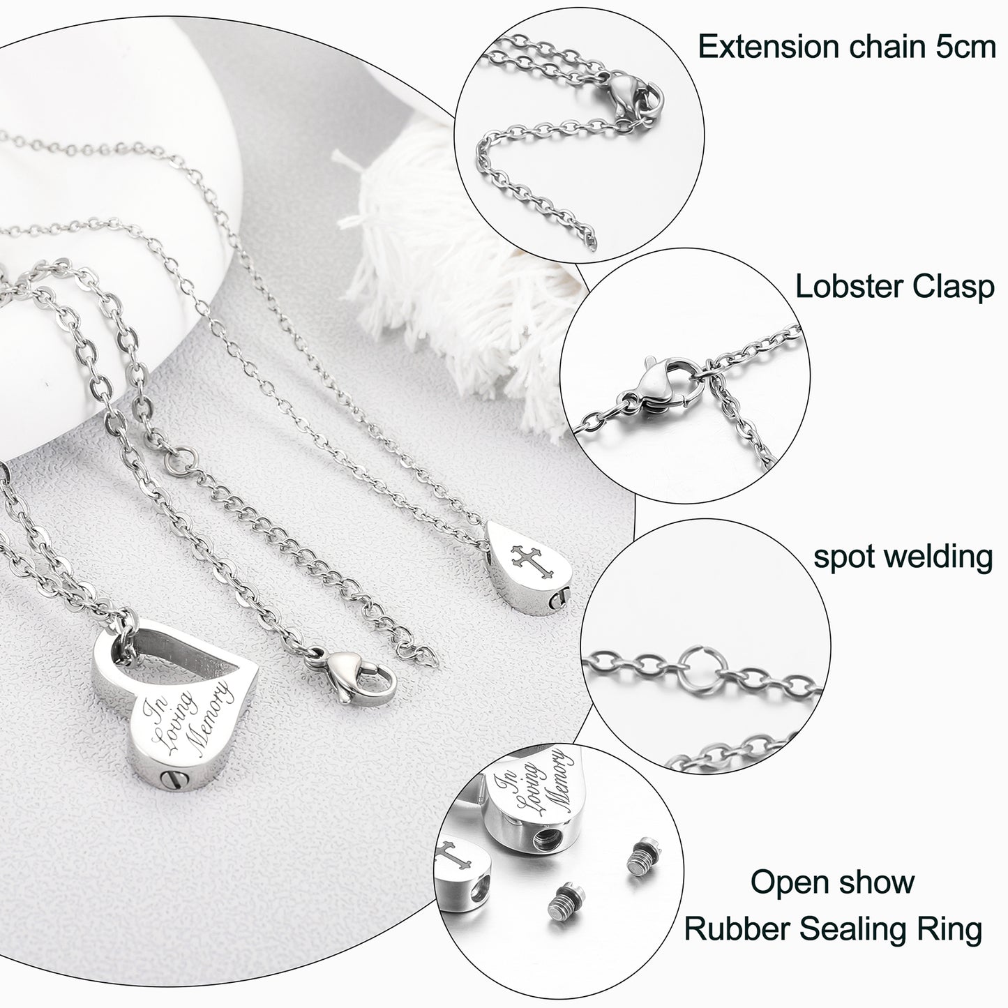 Double Necklace - Heart and Drop of Water Urn Necklace