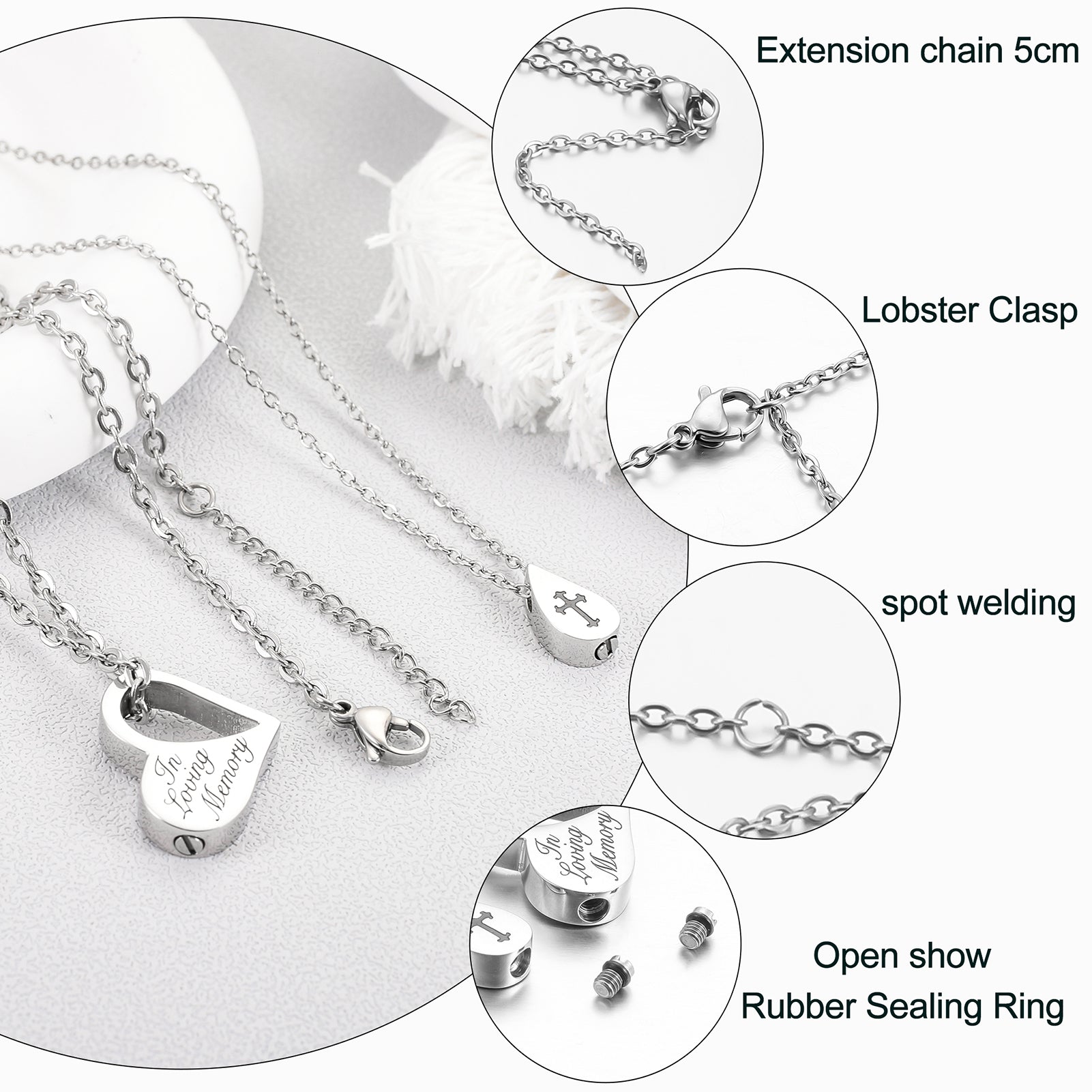 Double Necklace - Heart and Drop of Water Urn Necklace