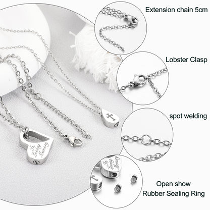 Double Necklace - Heart and Drop of Water Urn Necklace