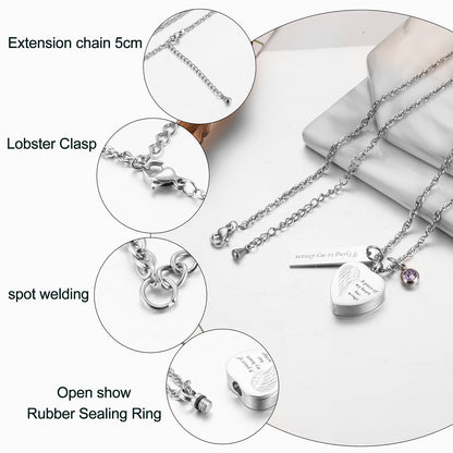 Heart and Bar Cremation Pendant with Birthstone