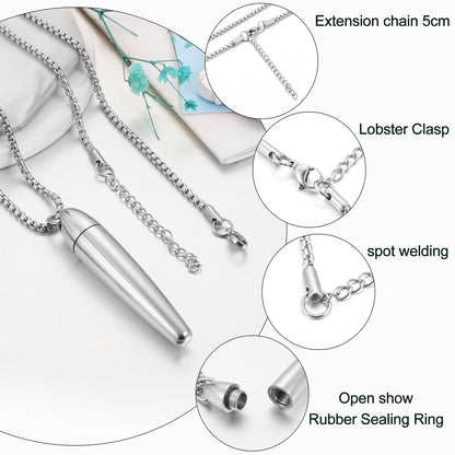 Memorial Bullet Cremation Pendant Necklace