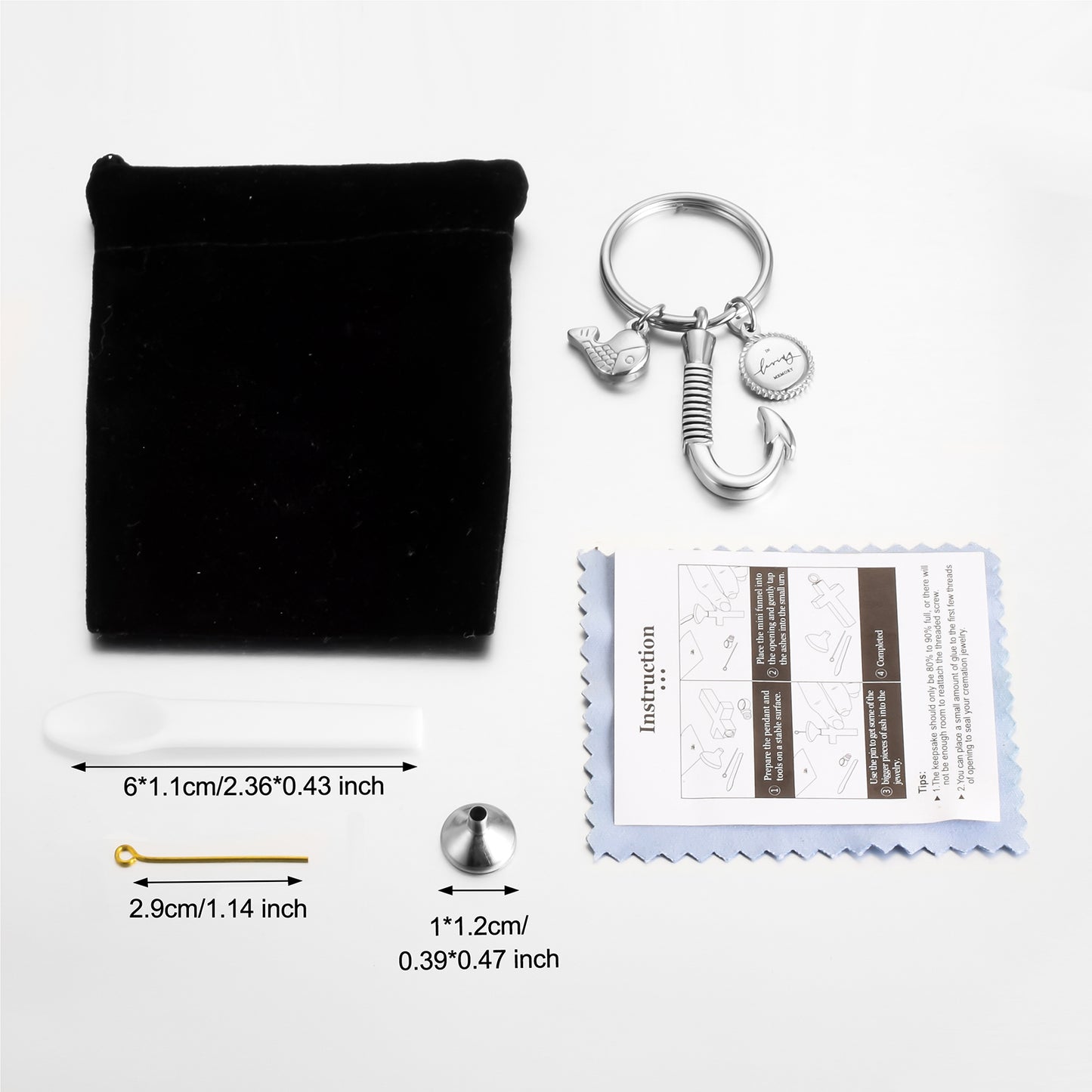 Fish Hook Cremation Key Chain