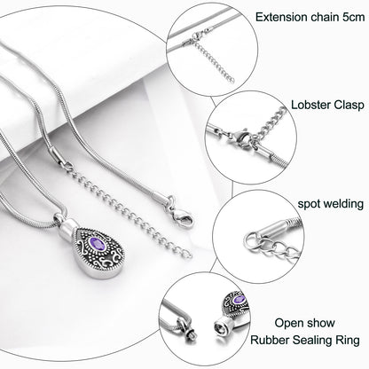 Retro Teardrop Cremation Necklace for Ashes