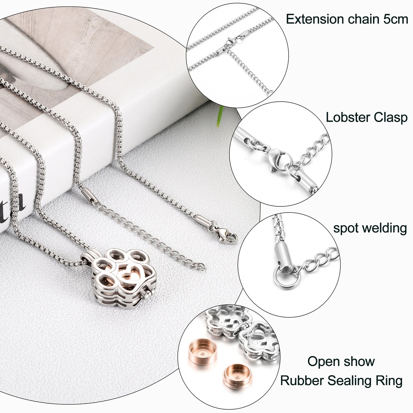 Eternity Paw Rose Gold Cremation Jewelry for Ashes