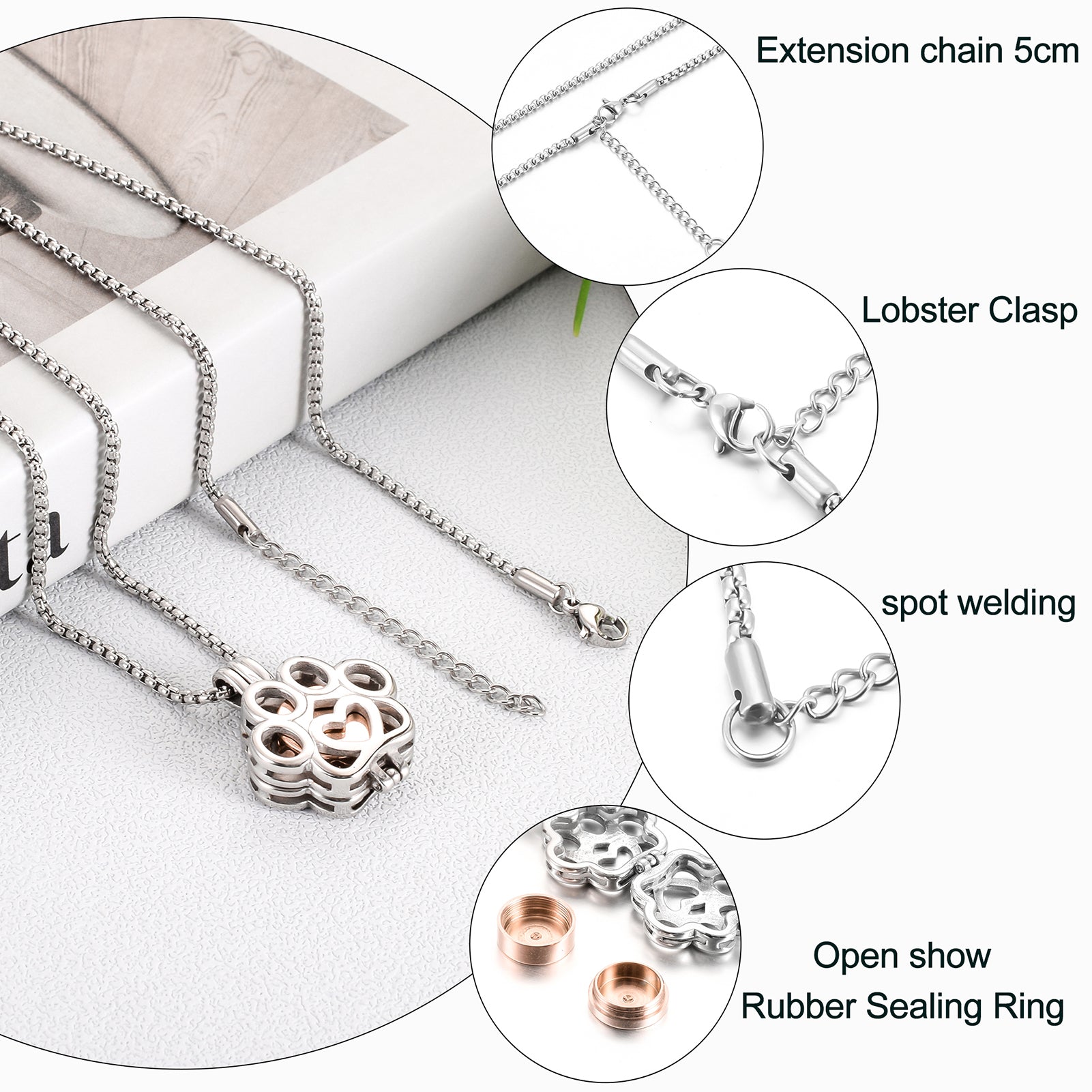 Eternity Paw Rose Gold Cremation Jewelry for Ashes