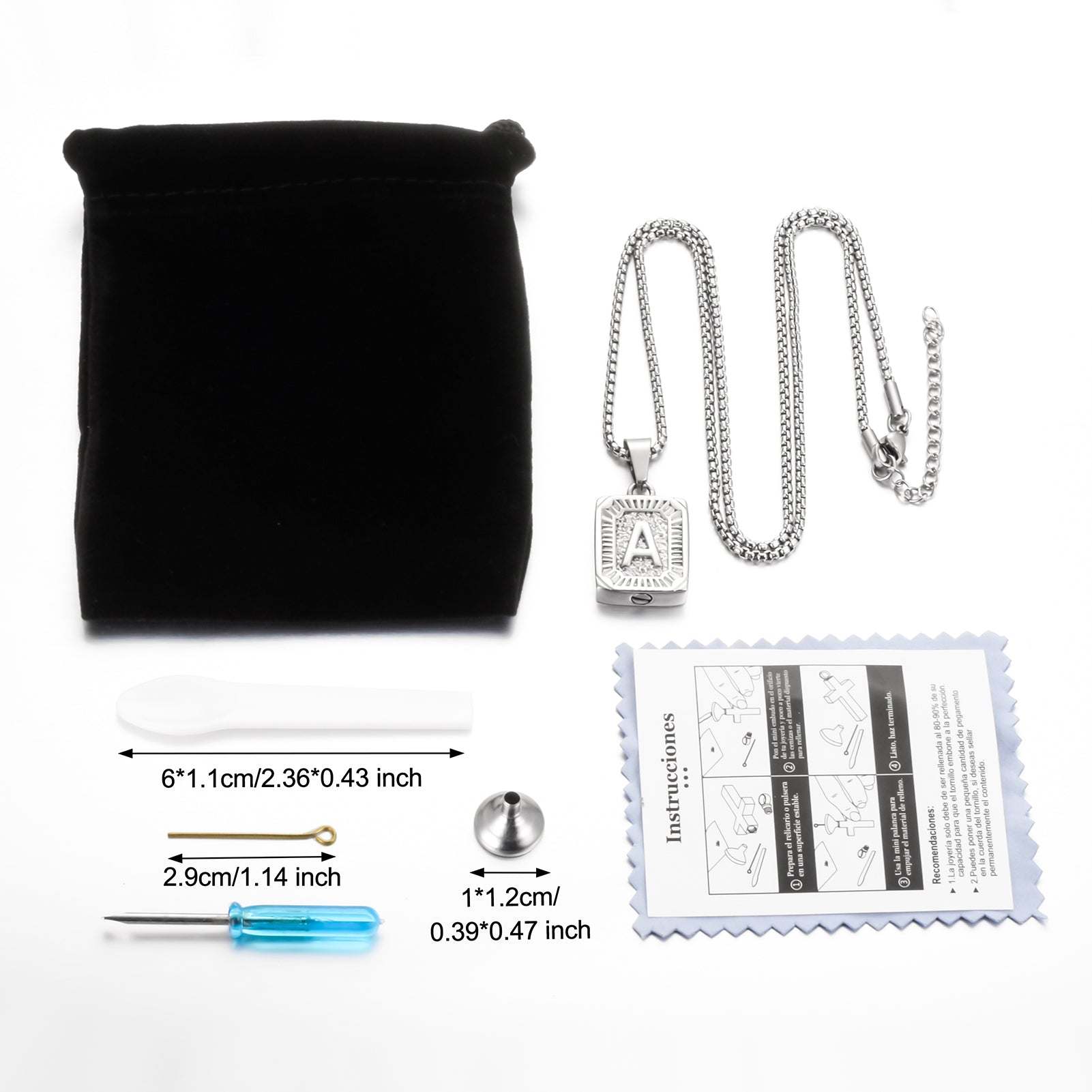 Steel A Letter Cremation Jewelry for Ashes