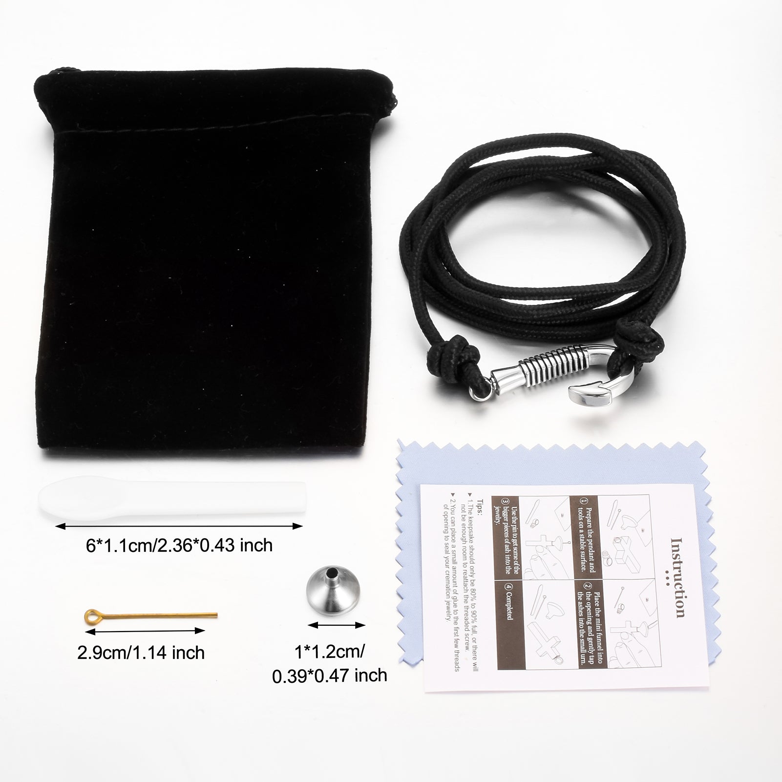 Silver Cremation Bracelet with Fish Hook