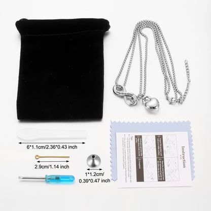 Cremation Jewelry with Heart Lock and Infinite Symbol