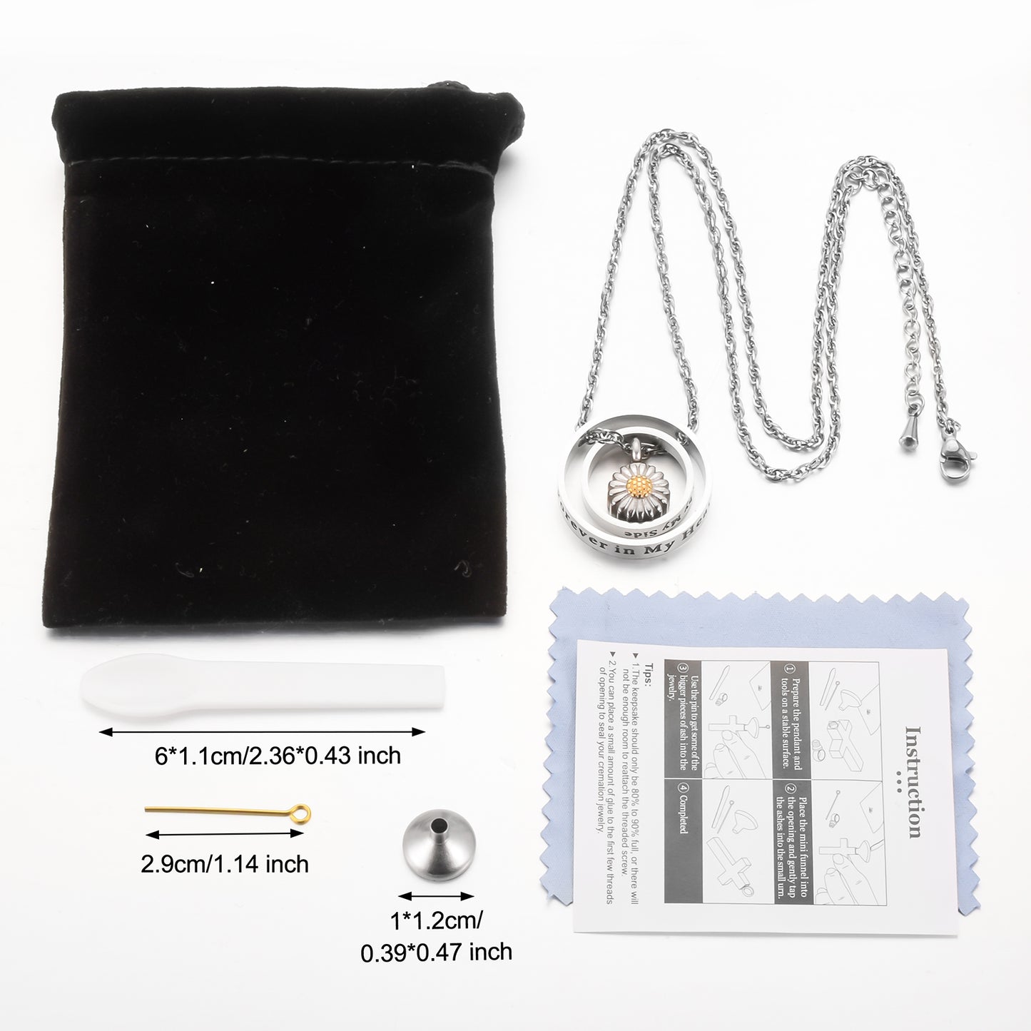 Sunflower Cremation Pendant Necklace