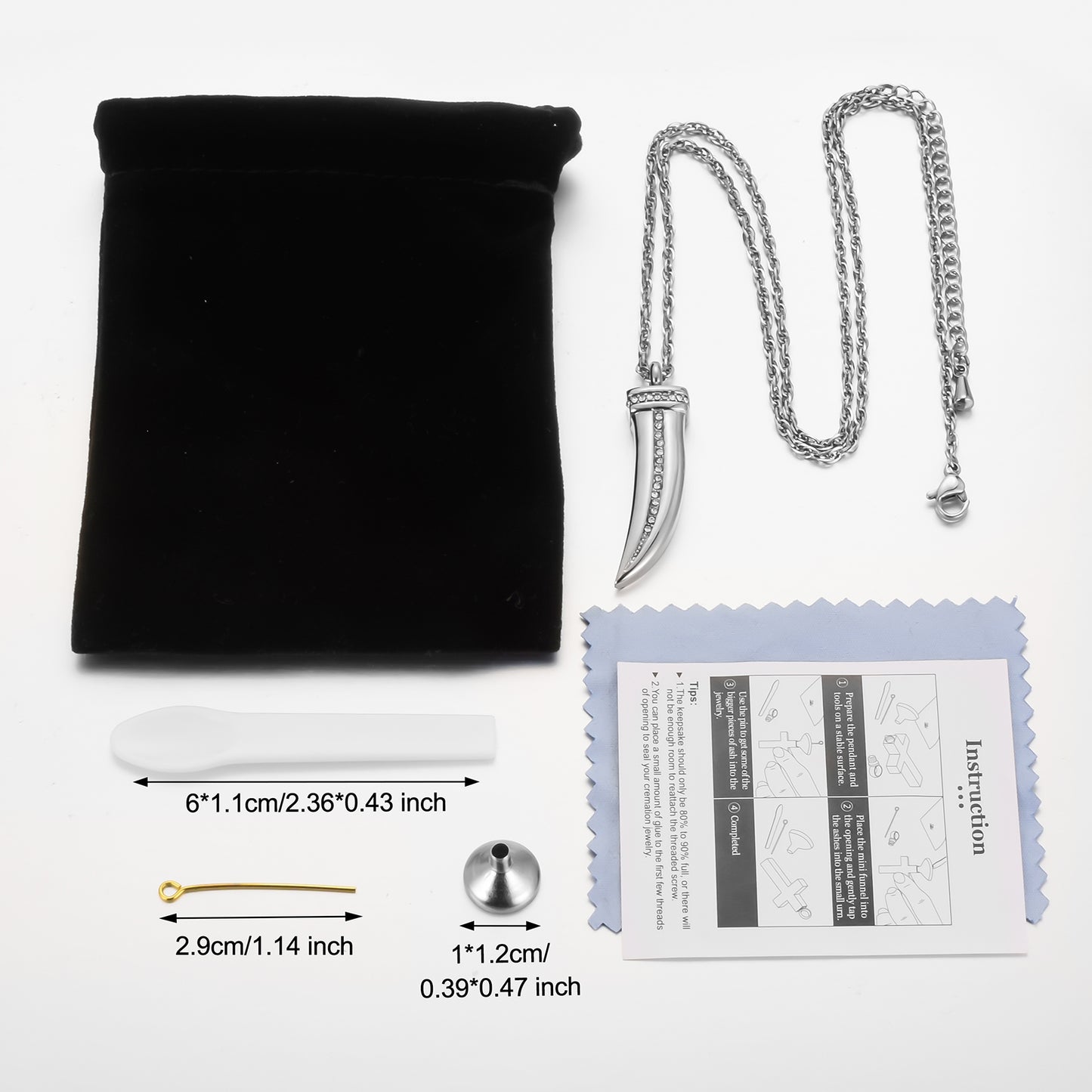 Dagger Cremation Jewelry with Zircon for Ashes