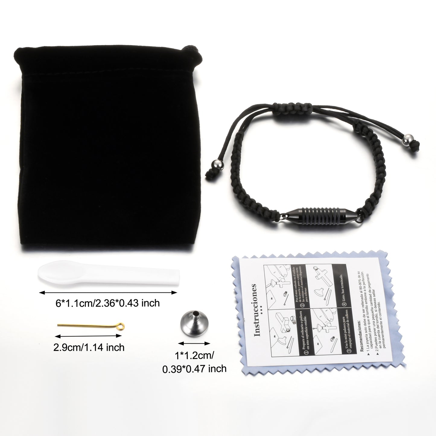 Adjusted Black Rope Cremation Bracelet