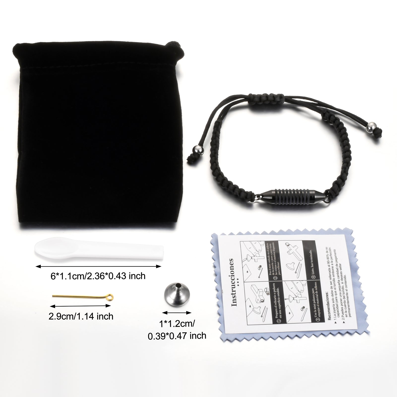 Adjusted Black Rope Cremation Bracelet