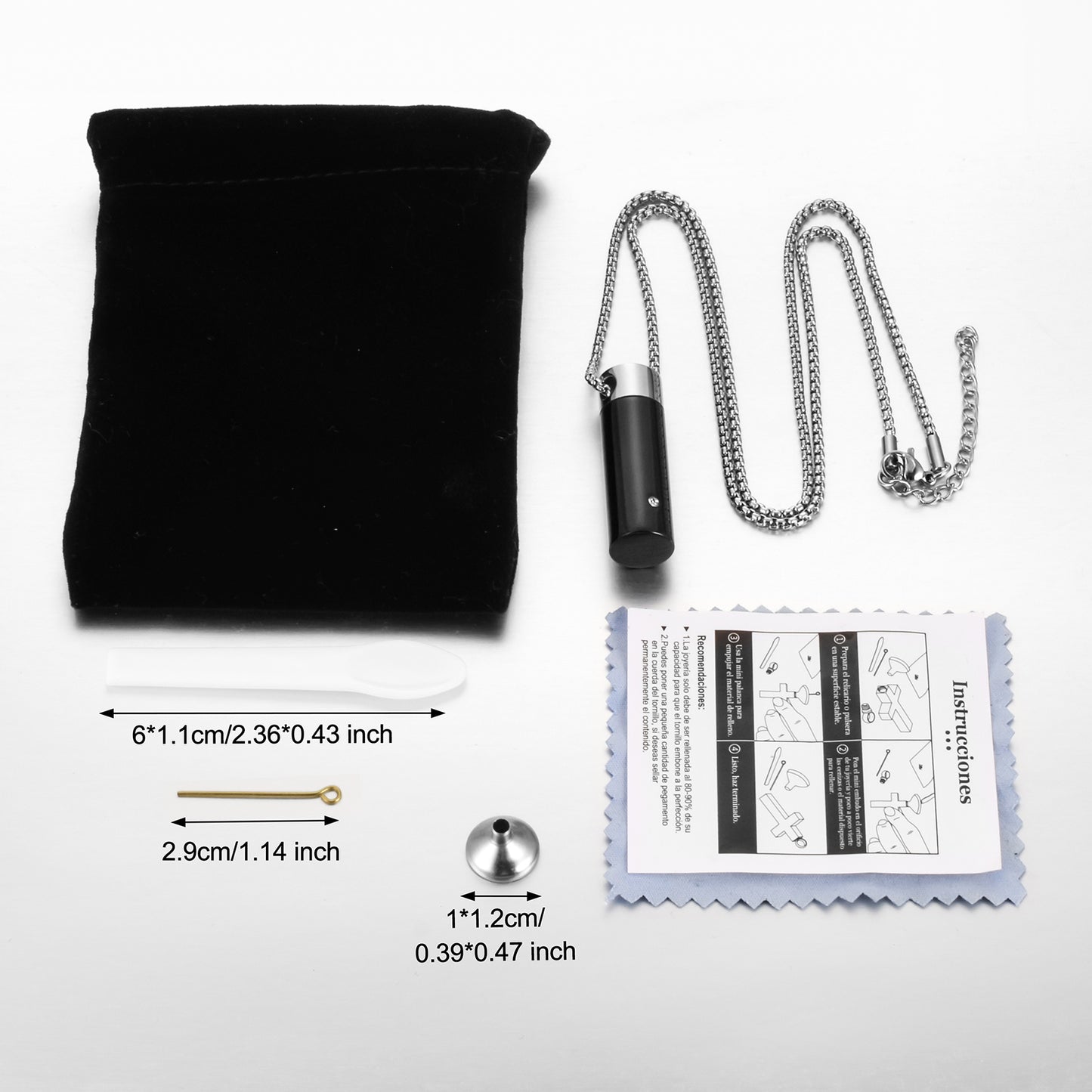 Cylinder Cremation Necklace with Diamond