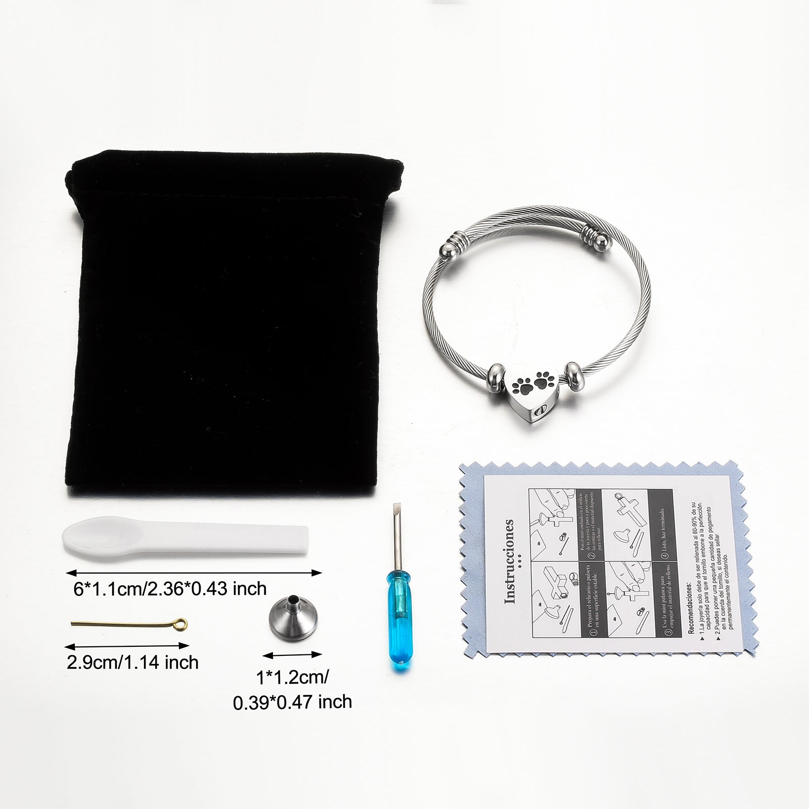 Heart and Paws Cremation Bracelet for Ashes