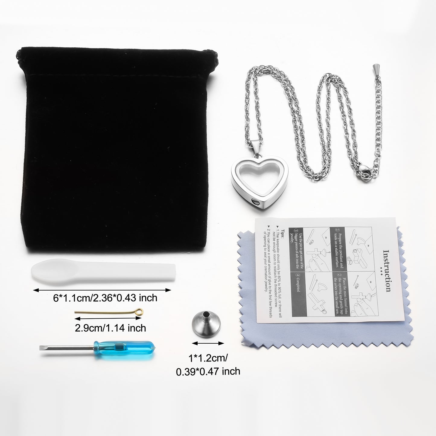 Clear Glass and Heart Urn Necklace at Wholesale Price