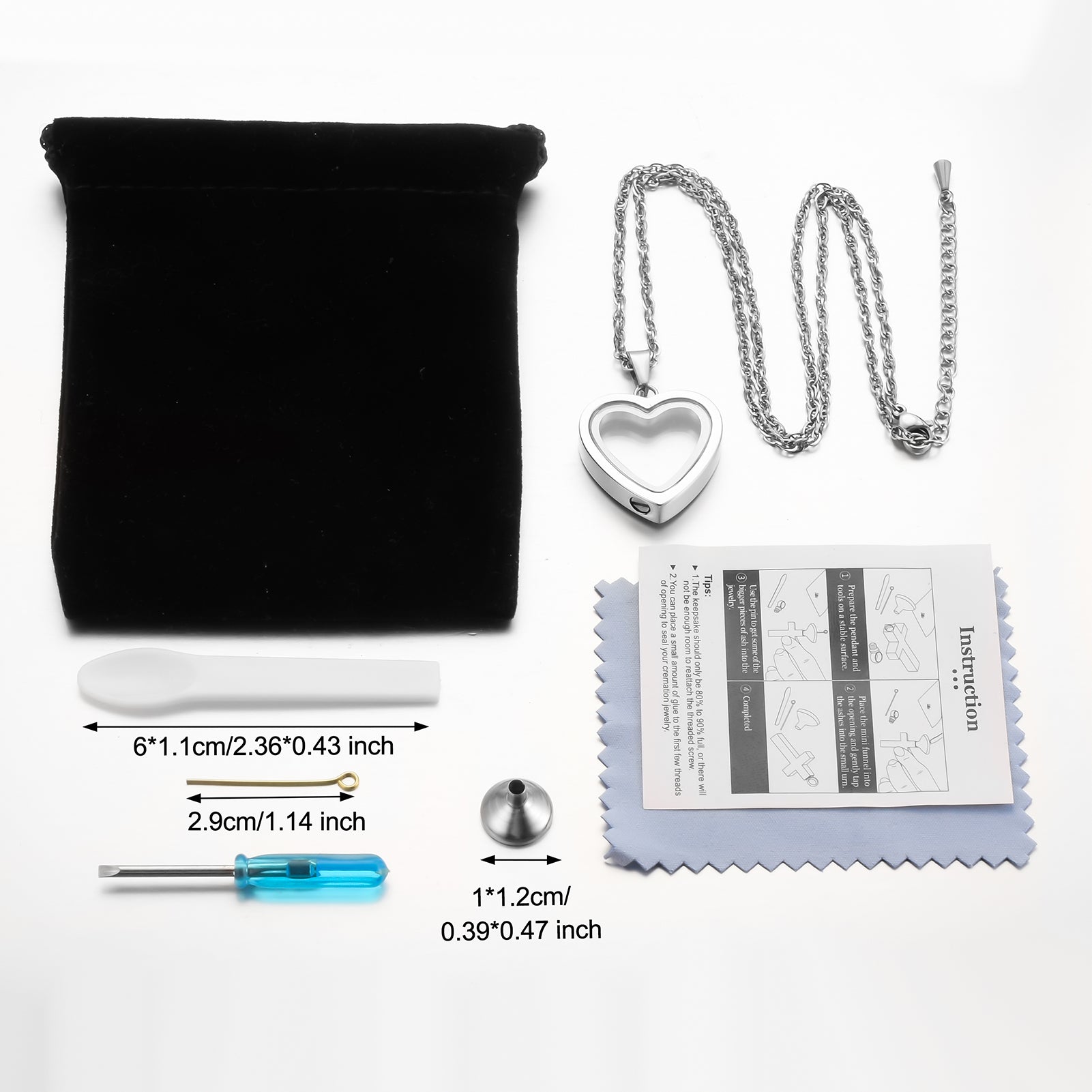 Clear Glass and Heart Urn Necklace at Wholesale Price