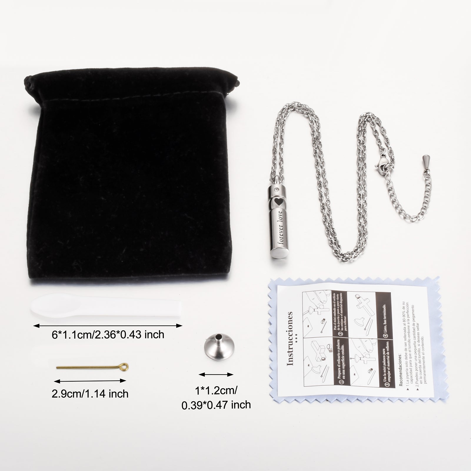 Cylinder Heart Cremation Necklace Jewelry