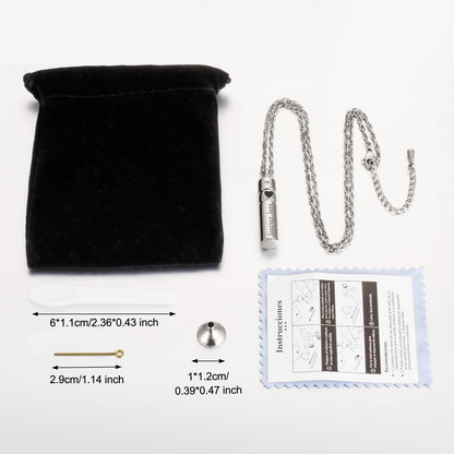 Cylinder Heart Cremation Necklace Jewelry
