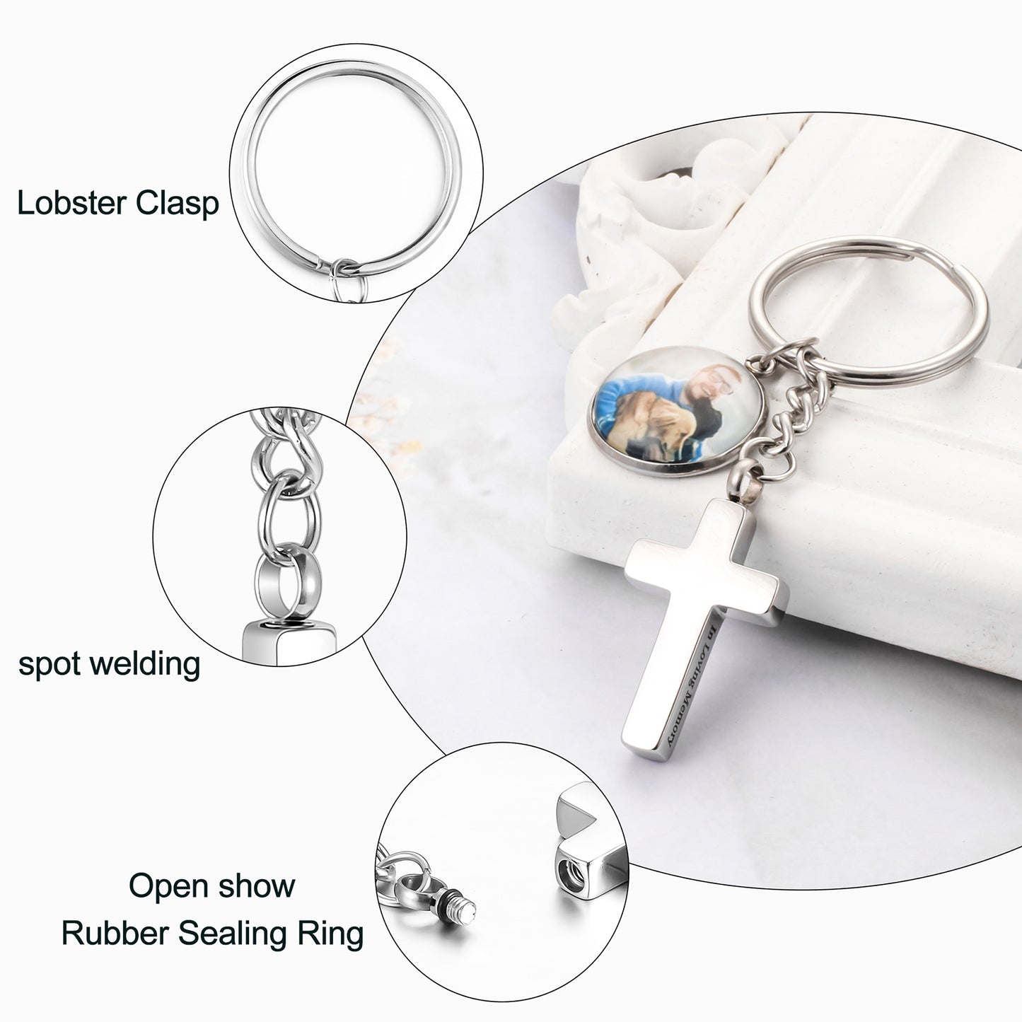 Cross Key Chain Cremation Jewelry