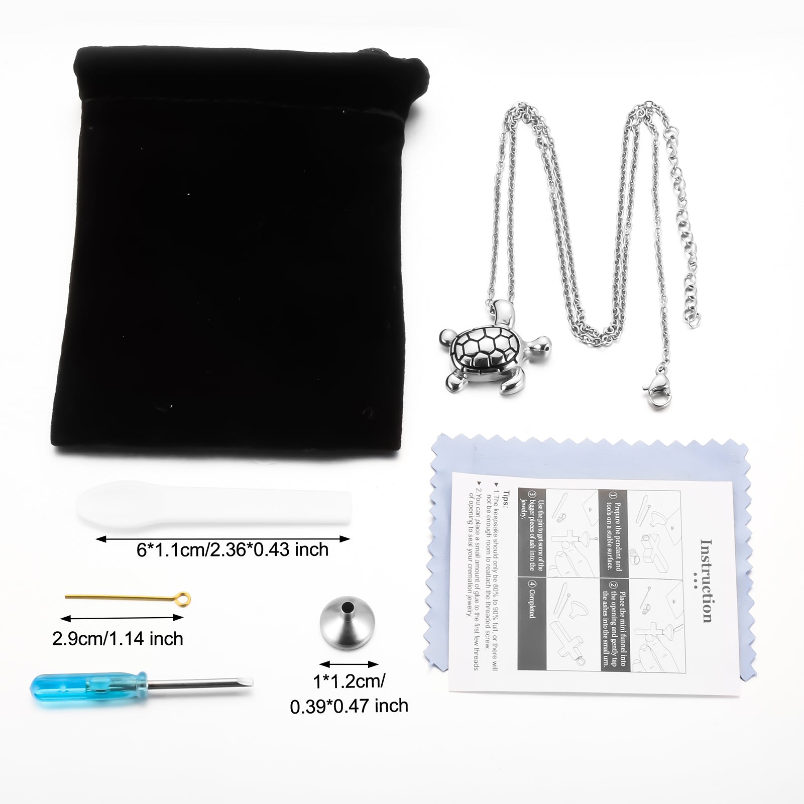 Silver Tortoise Cremation Jewelry