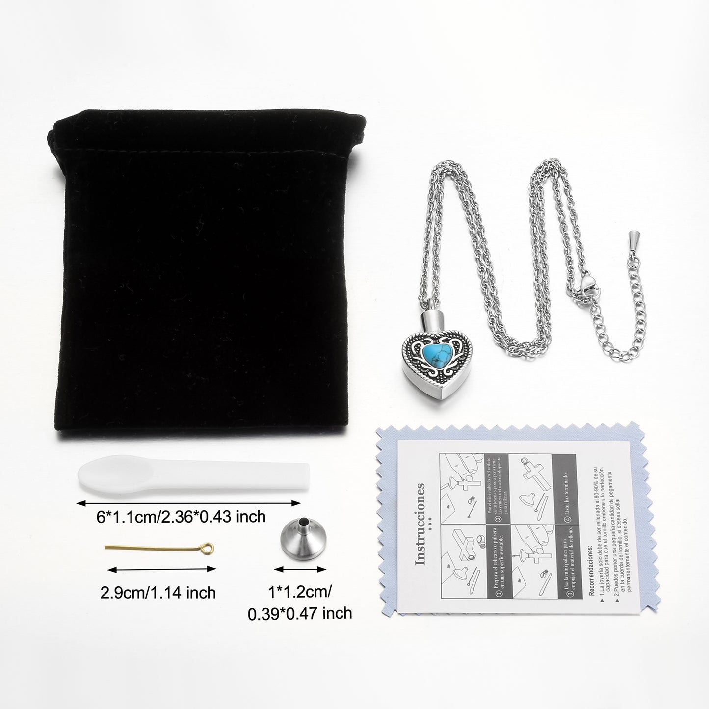 Heart and Blue Turquoise Urn Necklace