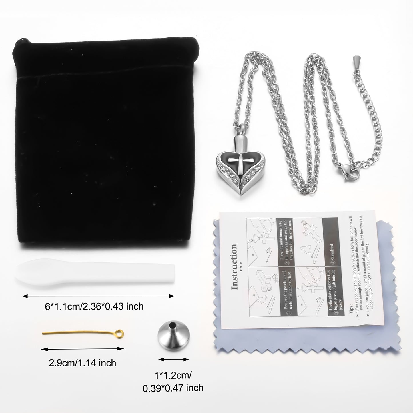 Heart and Cross Urns Necklace with Zircon