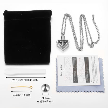 Heart and Cross Urns Necklace with Zircon