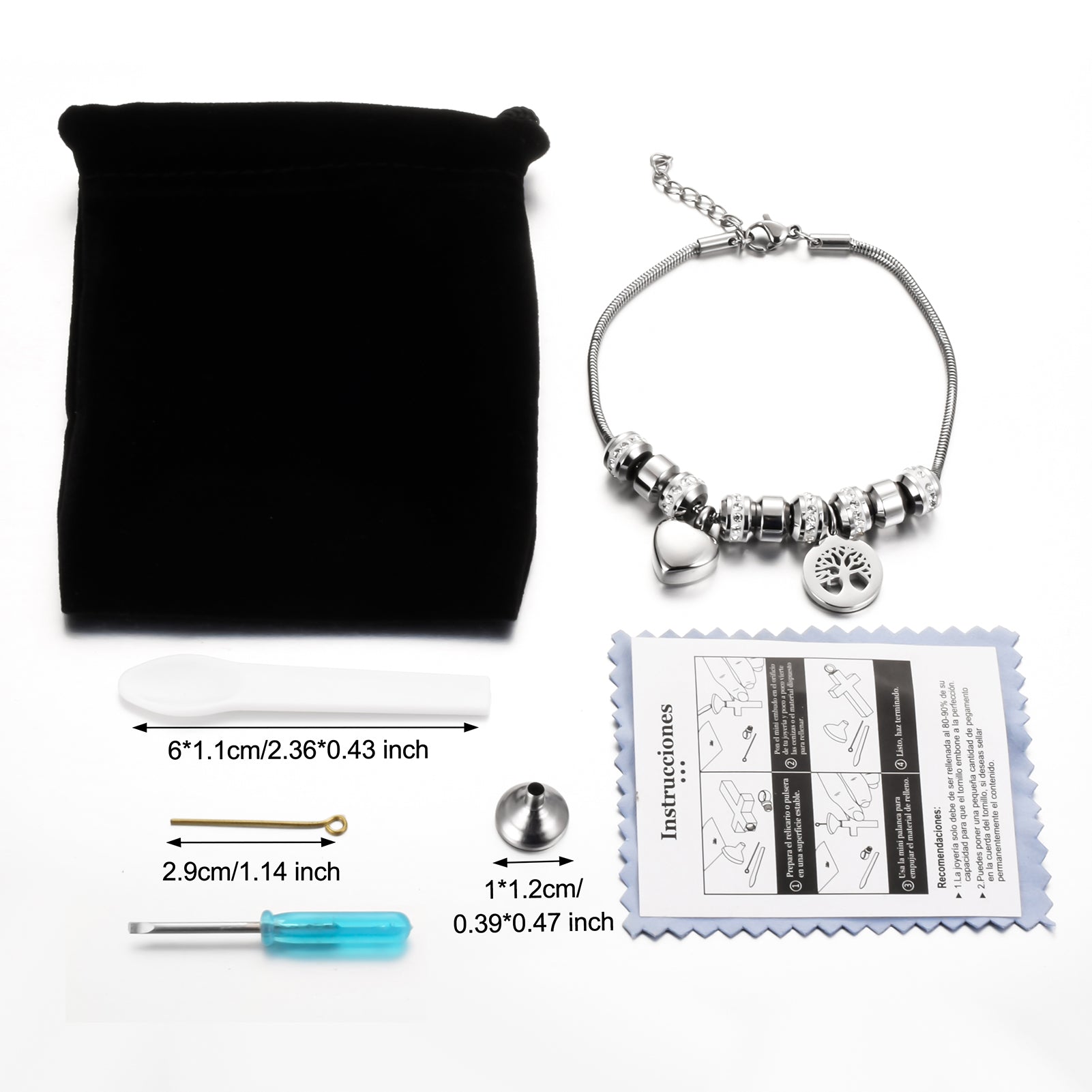 Steel Urns Bracelet with Heart