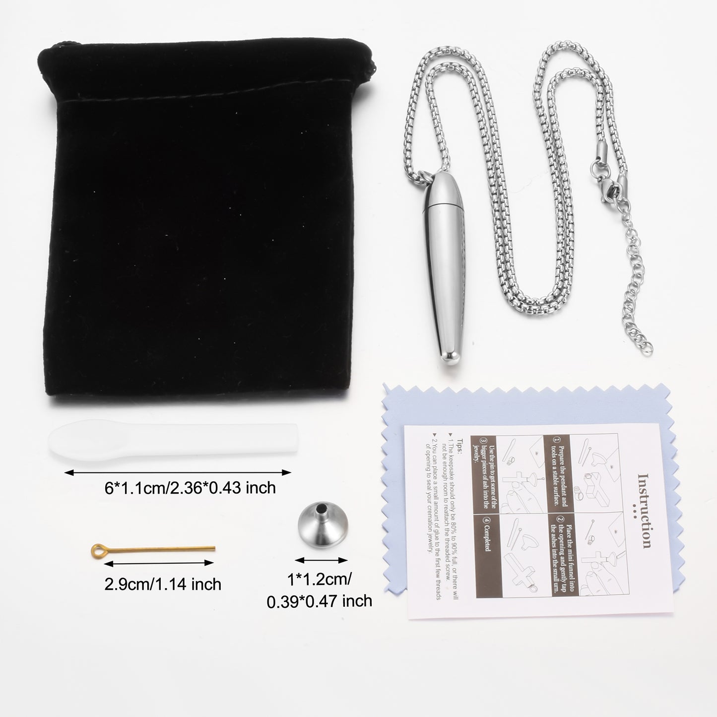 Memorial Bullet Cremation Pendant Necklace