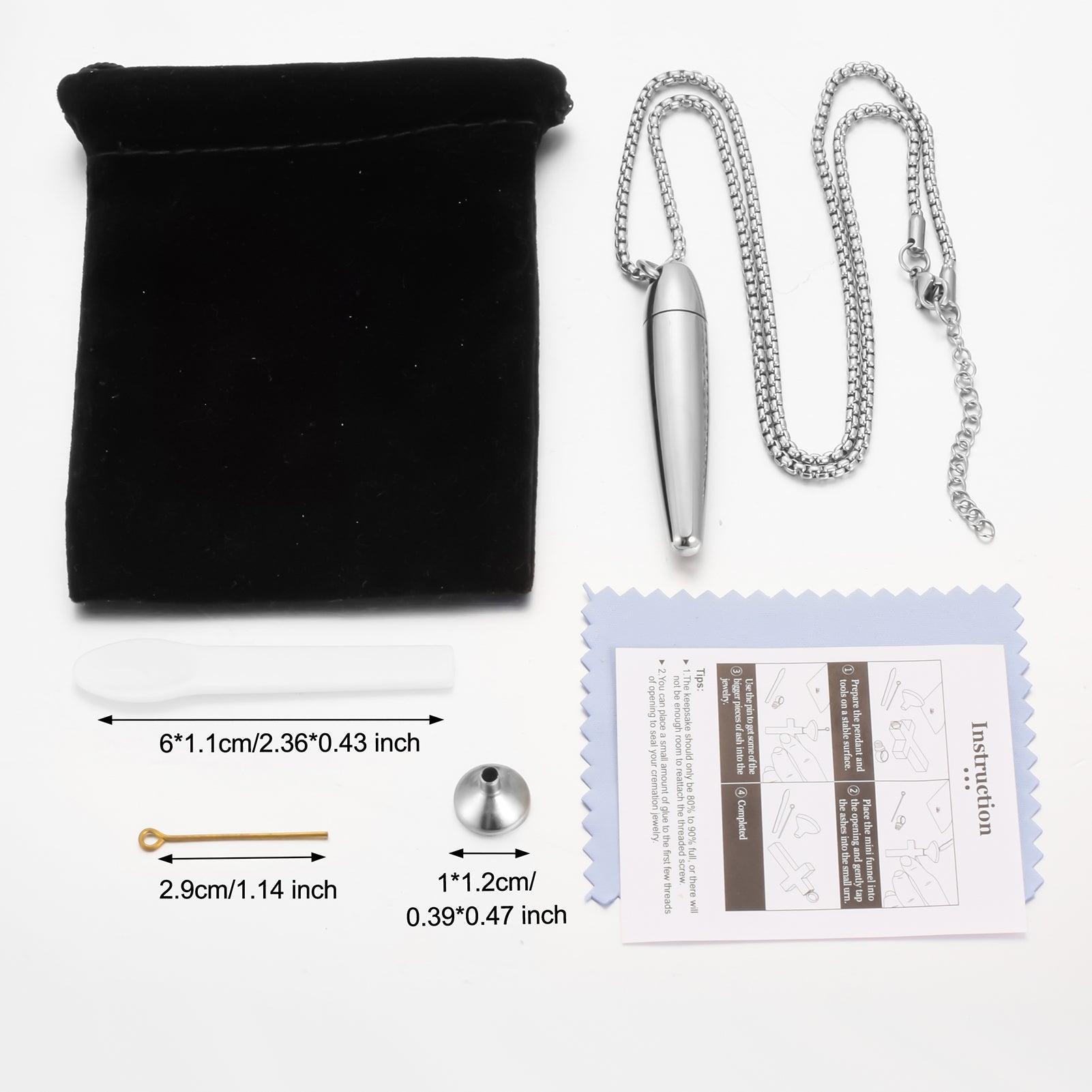 Memorial Bullet Cremation Pendant Necklace