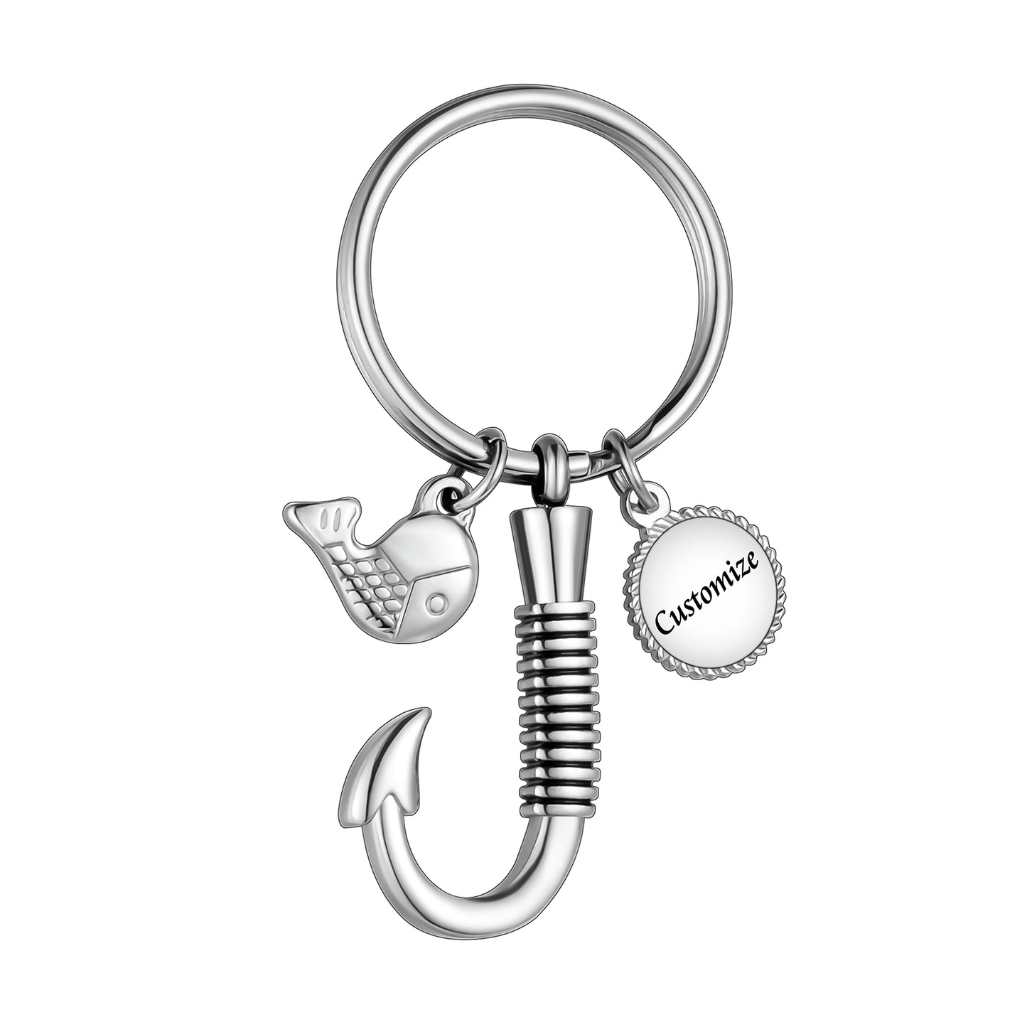 Fish Hook Cremation Key Chain