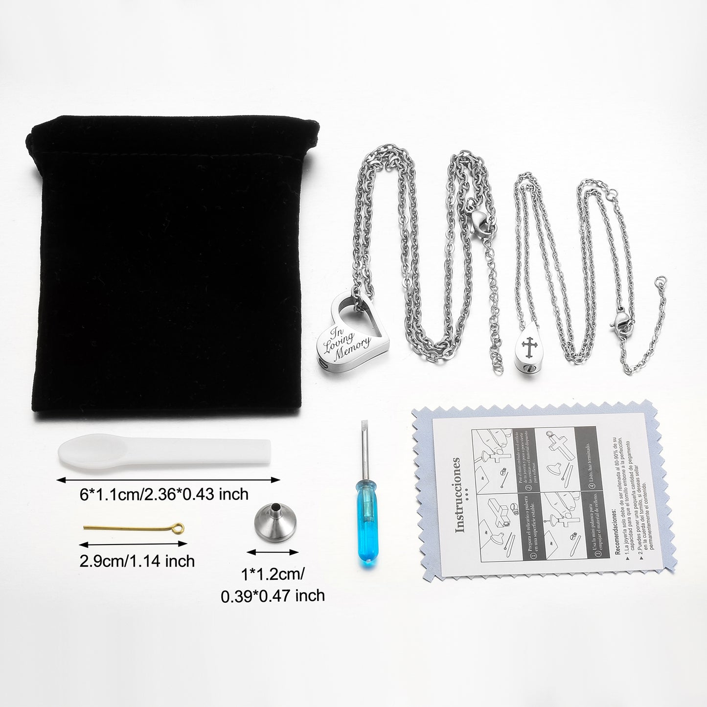 Double Necklace - Heart and Drop of Water Urn Necklace