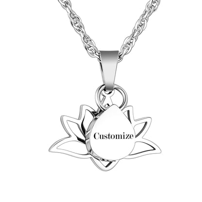 Lotus & Teardrop Cremation Necklace