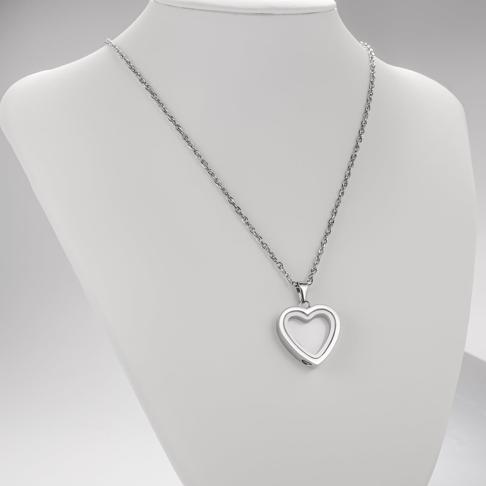 Clear Glass and Heart Urn Necklace at Wholesale Price