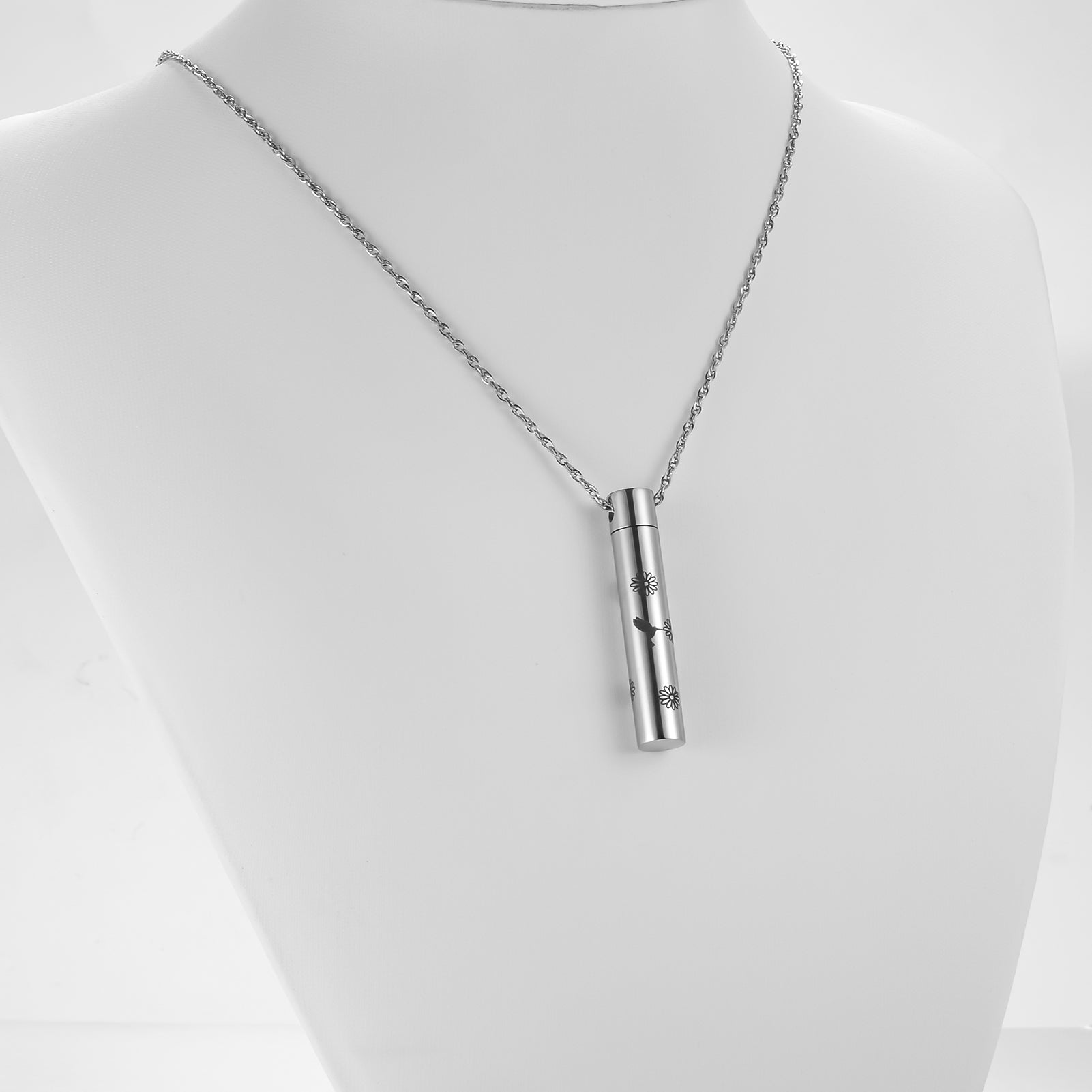 Hummingbird and Sunflower Cremation Neckalce