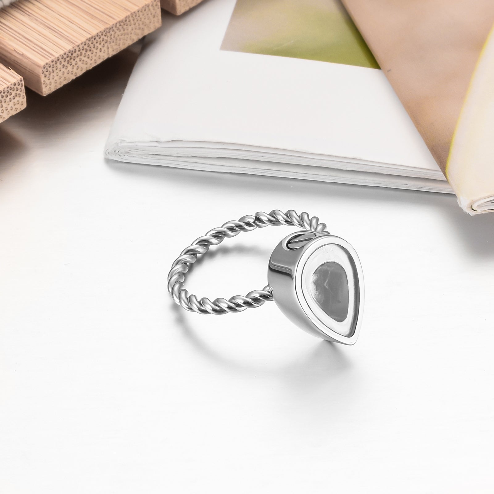 Transparent Teardrop Cremation Ring