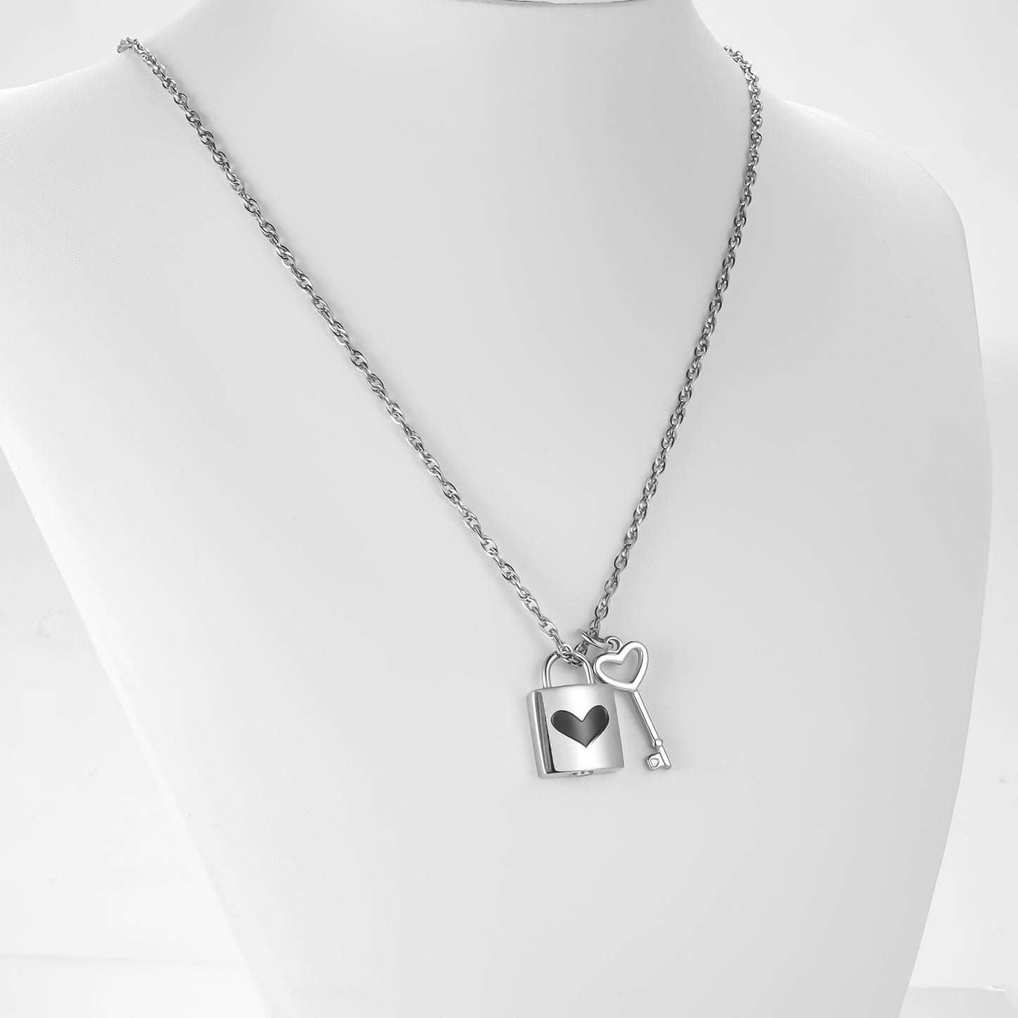Lock & Key Urn Pendant with Heart