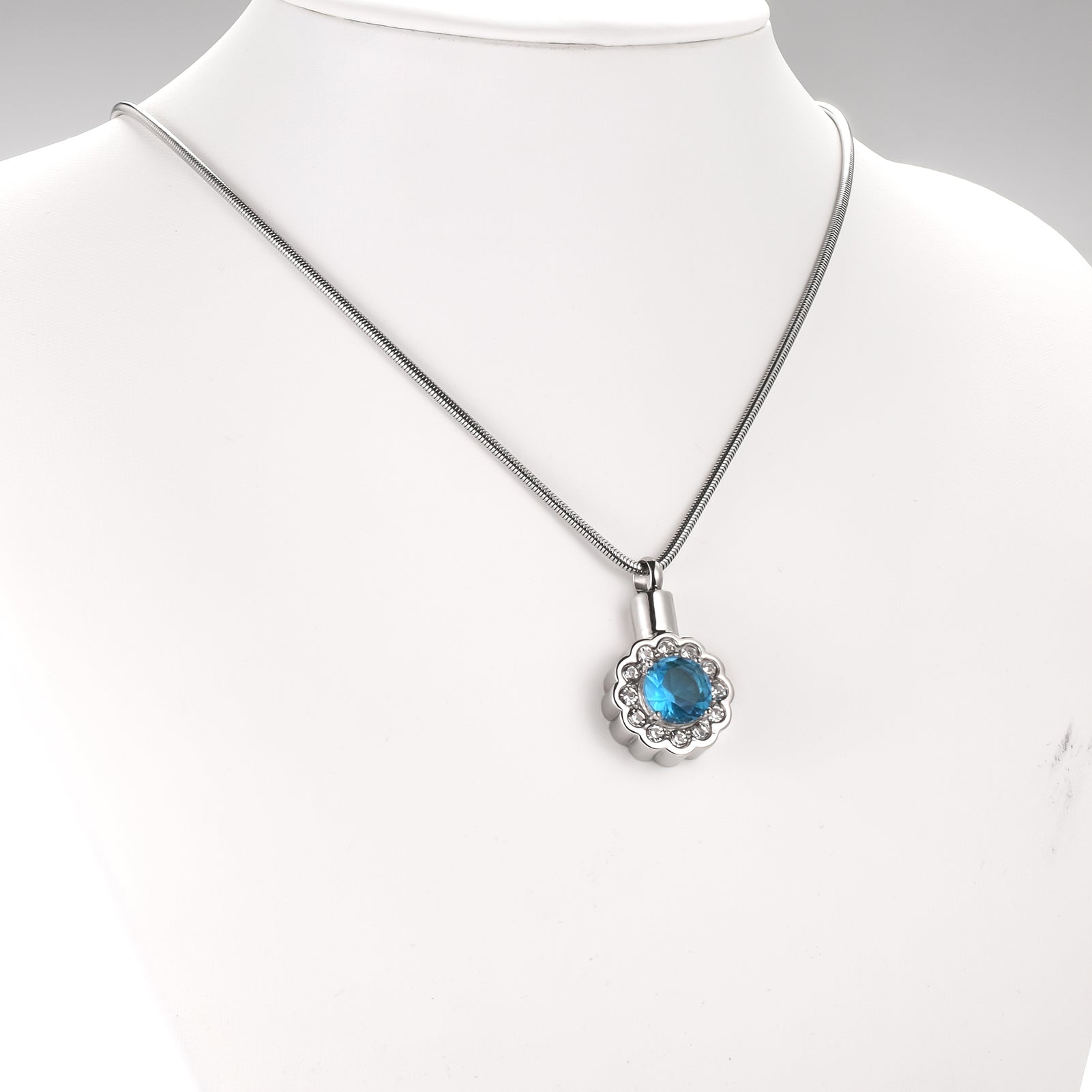 Sunflower Urn Locket Sapphire Diamond