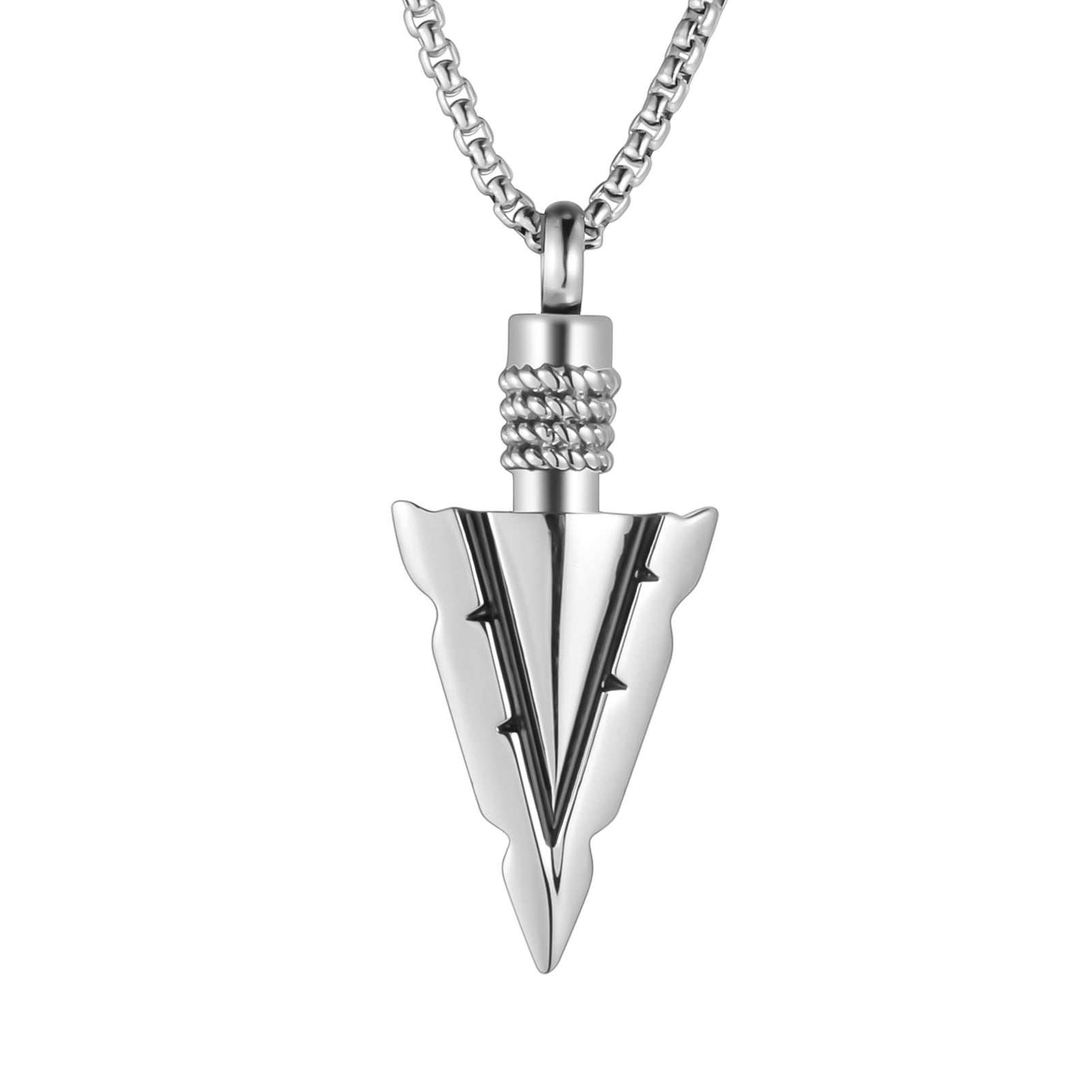 Steel and Black Arrow Cremation Pendant Necklace - 1 Set