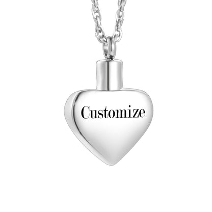 "Always in my heart" Heart Cremation Necklace with Paw