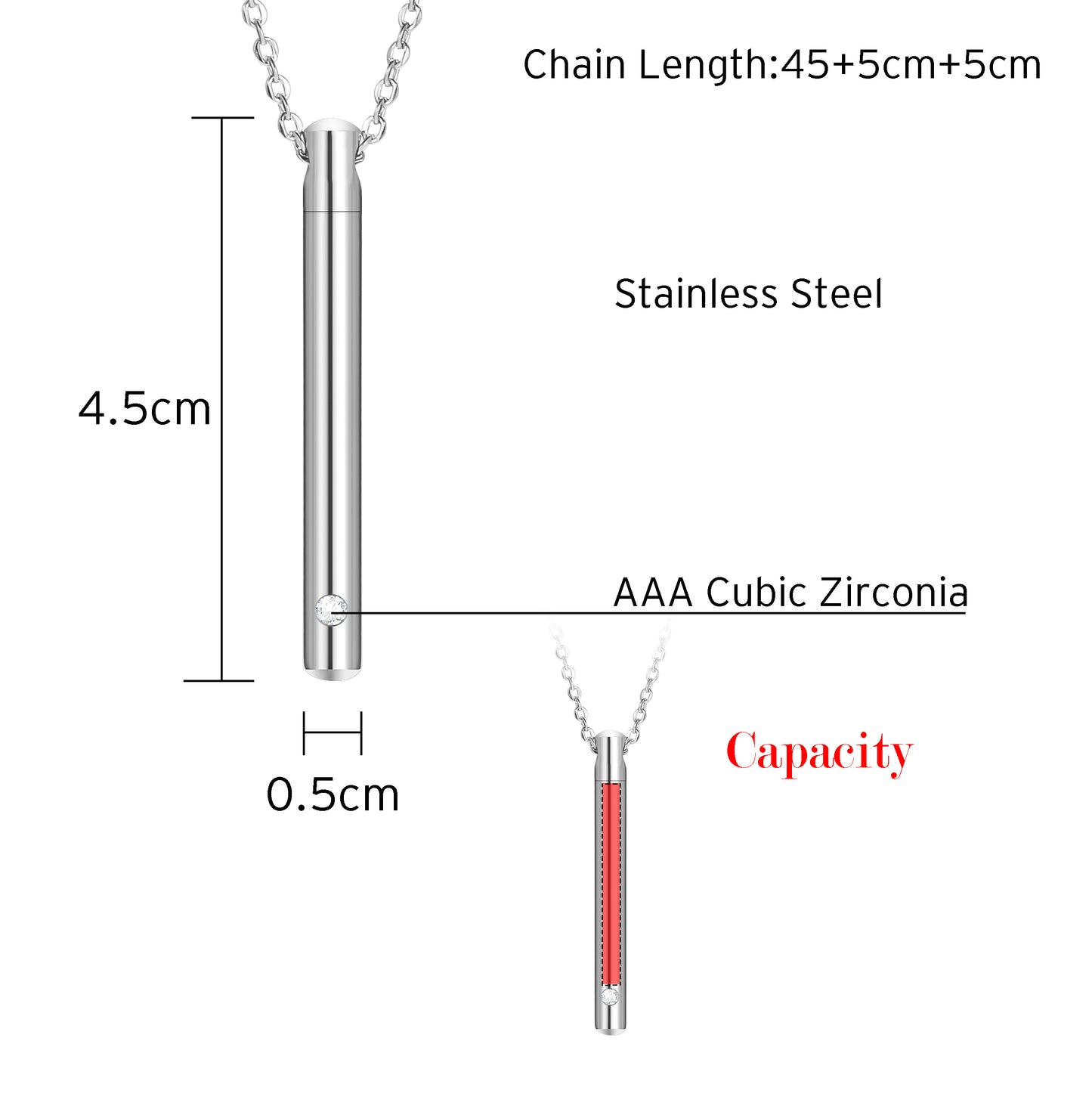 Cremation Ash Fillabled Necklace