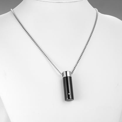 Cylinder Cremation Necklace with Diamond