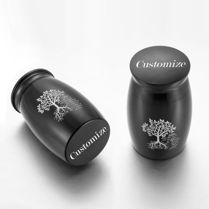 Black Cremation Urns with Tree of Life